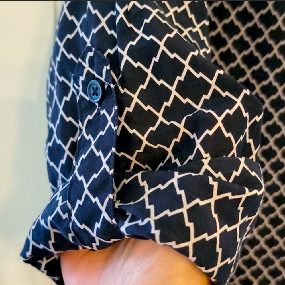 KUT FROM THE KLOTH shirt dress navy white with pockets Womenz Size 0 - Picture 8 of 10